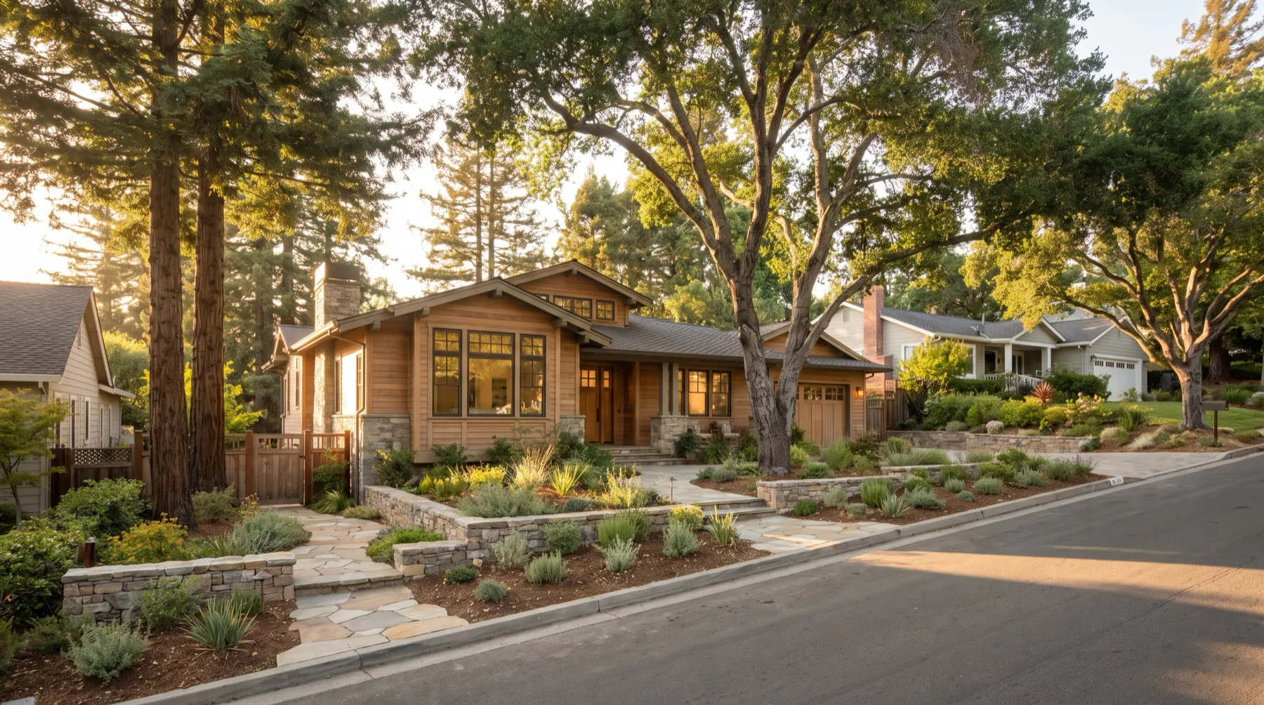 Craftsman home in an upscale Oakland Hills neighborhood