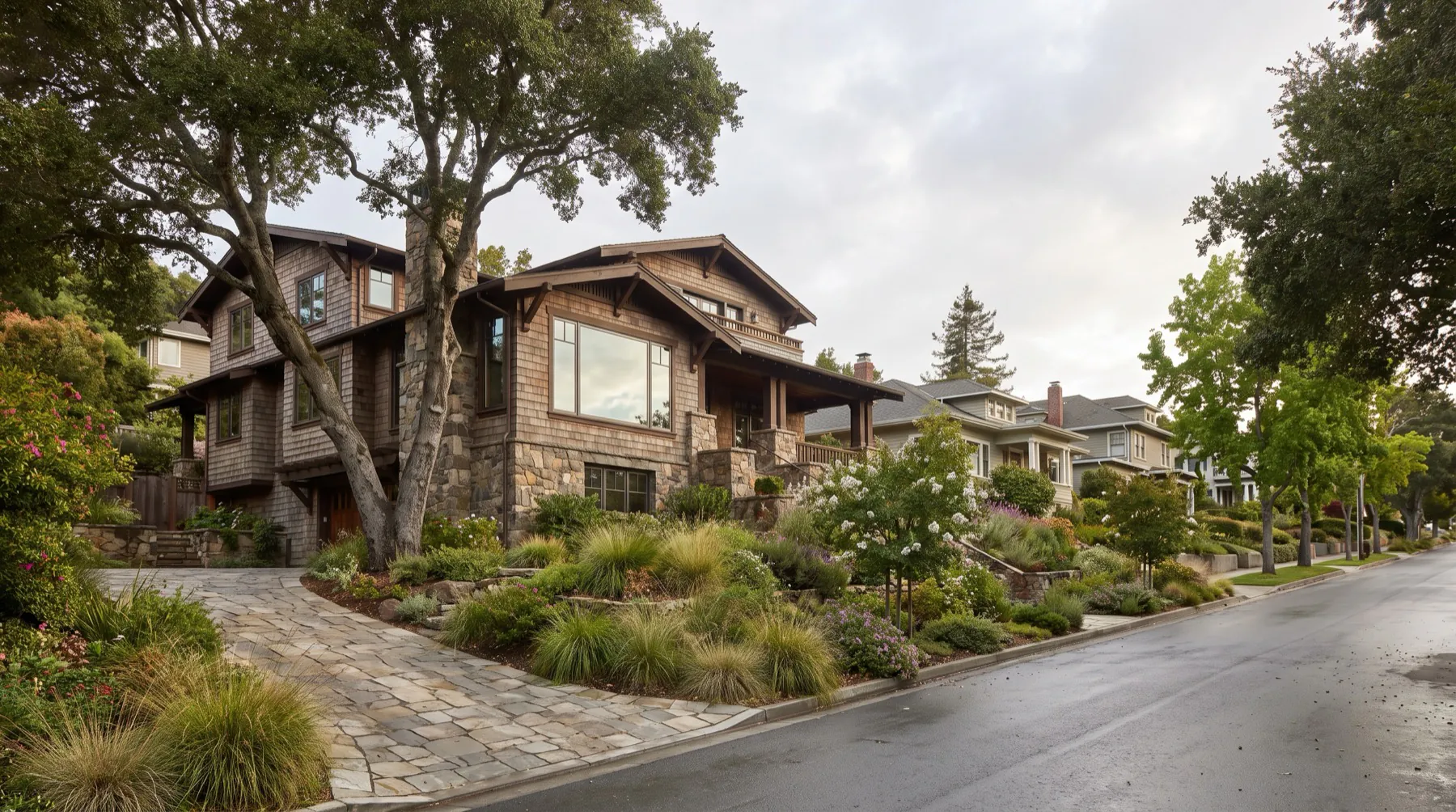 Upscale Craftsman home in a San Mateo neighborhood