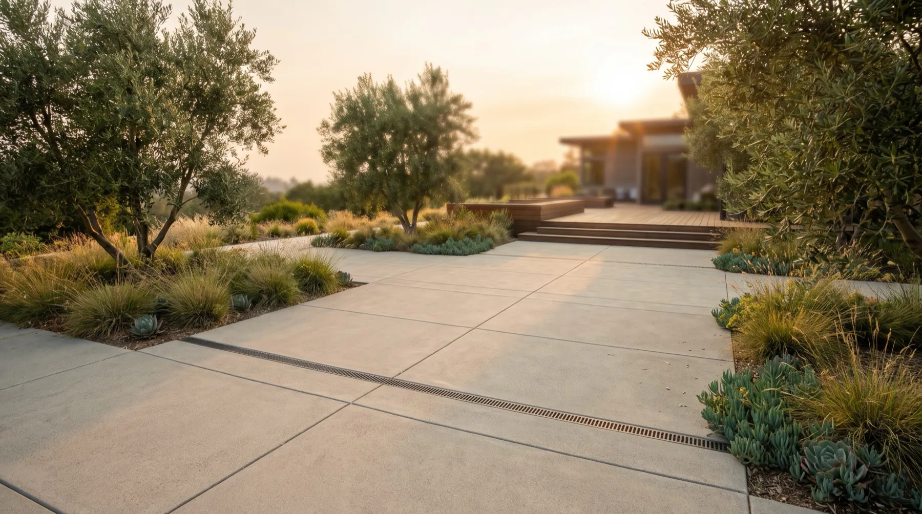 Finished architectural concrete patio and walkway