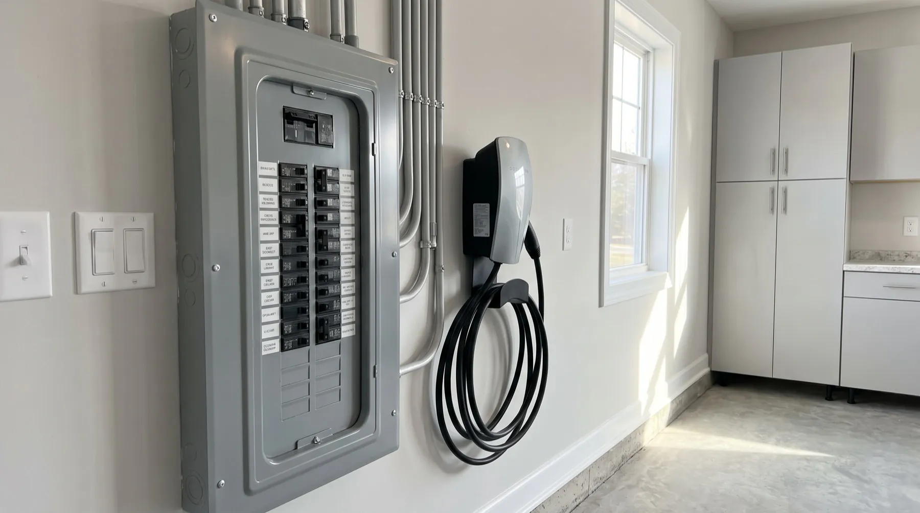 Residential electrical panel and electric vehicle charger
